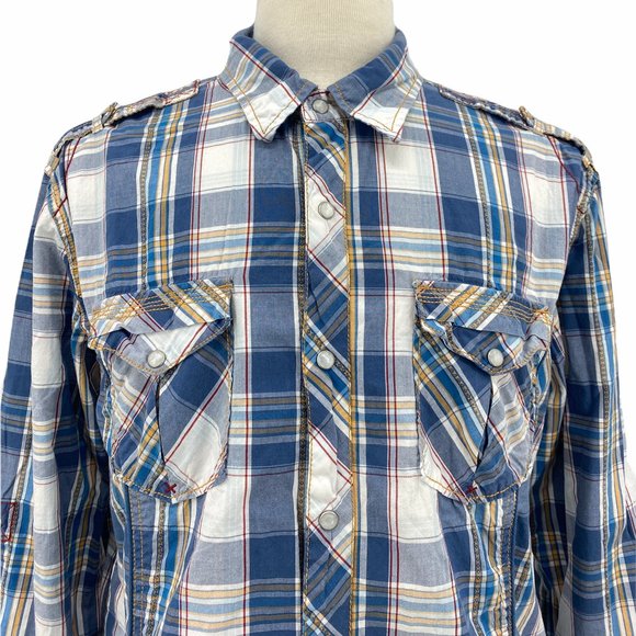 BKE Men's Multicolor Pearl Snap Up Long Sleeve Sli - Picture 2 of 6